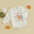 thumbnail image 3 of Fortune Baby Girl Boy Fall Sweatshirt Romper Long Sleeve Pumpkin Jumpsuit for Infant, 3 of 8
