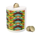 thumbnail image 3 of Colorful Piggy Bank, Abstract Optic Effect Triangle Pattern Digital Vibrant Contemporary Design, Ceramic Coin Bank Money Box for Cash Saving, 3.6" X 3.2", Multicolor, by Ambesonne, 3 of 4