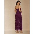 thumbnail image 2 of Maroon 3D Floral Lace Strapless Sheath Maxi Dress For Evening, 2 of 21