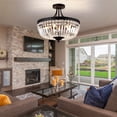 thumbnail image 6 of FINE MAKER 6-Light E26 Round Crystal Ceiling Light Fixture Modern Semi Flush Mount Chandelier Ceiling Lamp for Living Room Dining Room, 6 of 8