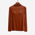 thumbnail image 4 of Ounisa Women Mock Neck Baselayer Tops Long Sleeve Built In Bra Pads Soft Thermal Shirts Solid Color Slim Daily Underwear, 4 of 6