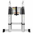 thumbnail image 2 of Bowoshen Folding Step Ladder 16.5ft Telescoping Extension Ladder EN131 Certified Aluminium Portable Multi-Purpose A-Frame 2.5+2.5M Loft Ladder 330lb Load Capacity, 2 of 3