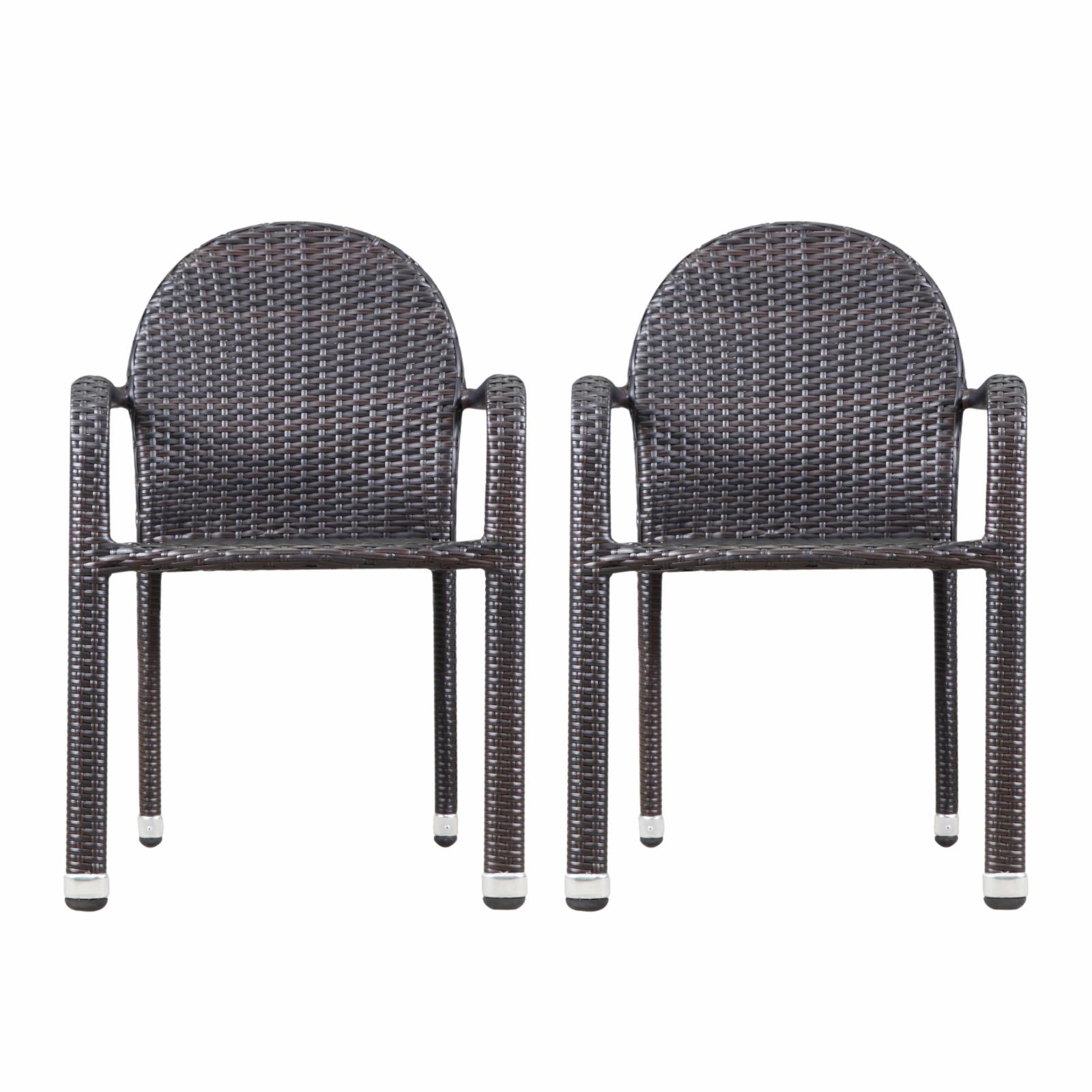 Ariyaan Outdoor Wicker Stacking Dining Chairs - Set of 2 - Multibrown - image 2 of 10