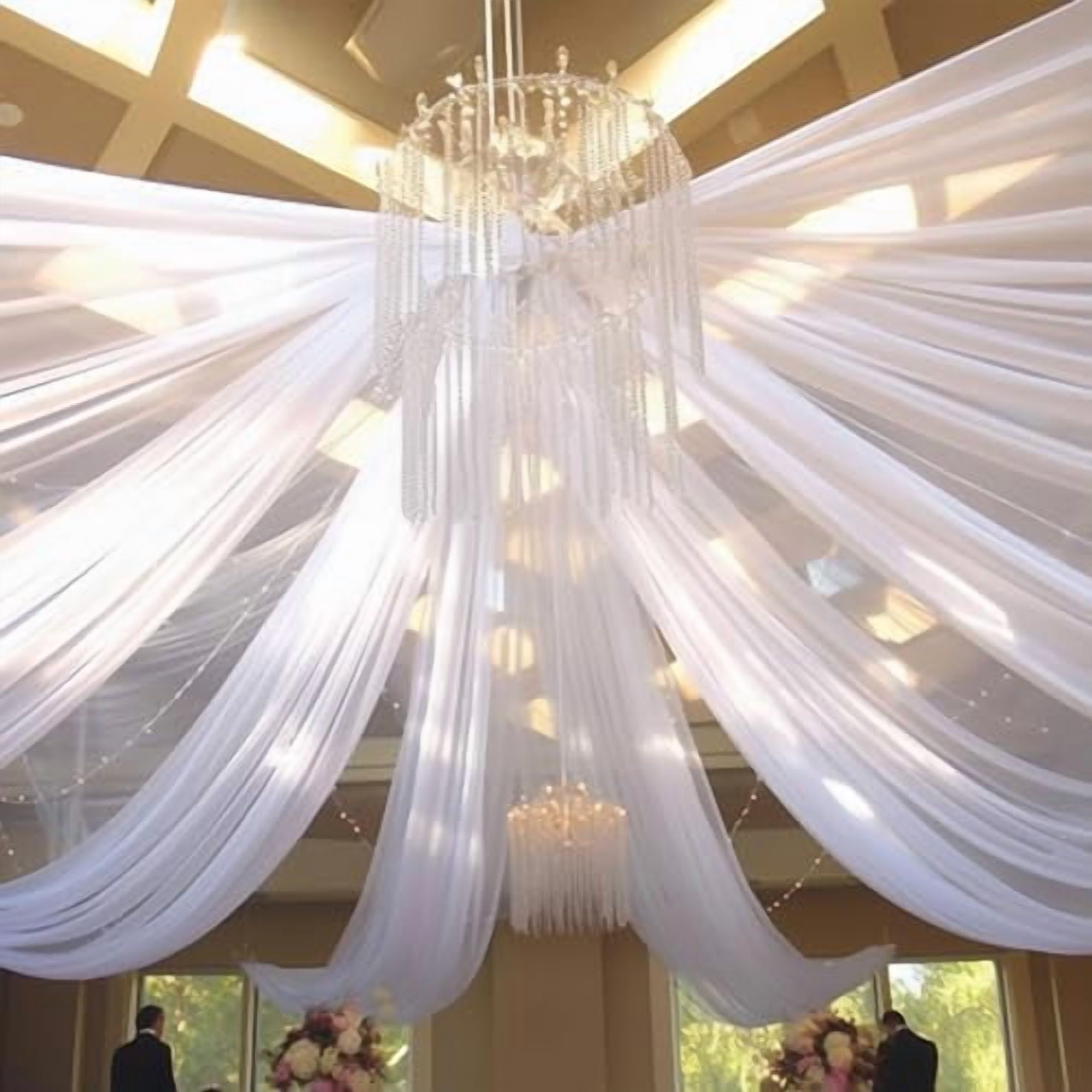 Dark Champagne Ceiling Drapes with Lights String for Weddings, 6 Panels  5ftx10ft Sheer Tulle Curtain Drapes for Wedding Ceremony Birthday Party  Arch Decoration - Walmart.com, image size:2000x2000
