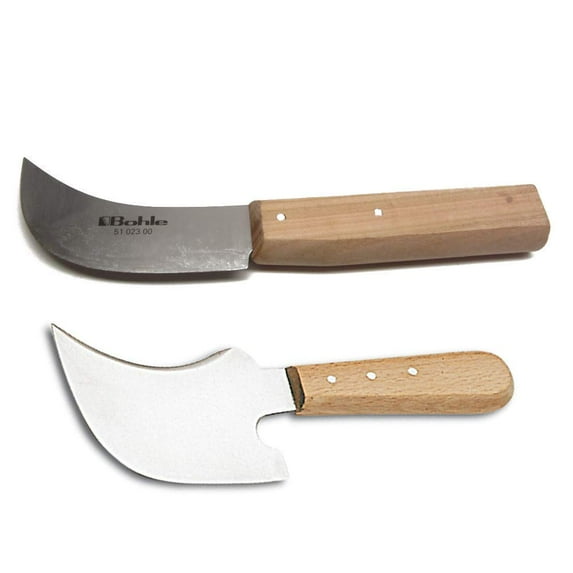 Ramelson Lead Caming Round Head Knife & Lead Crescent Knife | Stainless Steel Blade| Professional | Detailing | Sharp | Wooden Handle | 2 Pack
