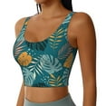 thumbnail image 2 of Sports Bras For Women Workout Tank Tops, Hawaiian Style Cyan Blue Running Vest With Removable Cups, 2 of 2