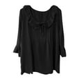 thumbnail image 5 of Tops for Women Trendy Long Sleeve with Lace Trim Summer Shirt Women Raglan Top Womens plus Size Athletic Wear Long Sleeve T Shirt Ladies Large N Striped T round Tunic Tops plus Size Shirts Black S, 5 of 5