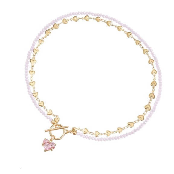 Heart Zirconia Pendant Necklace with Eleagnt Chain for a Mysterious Look