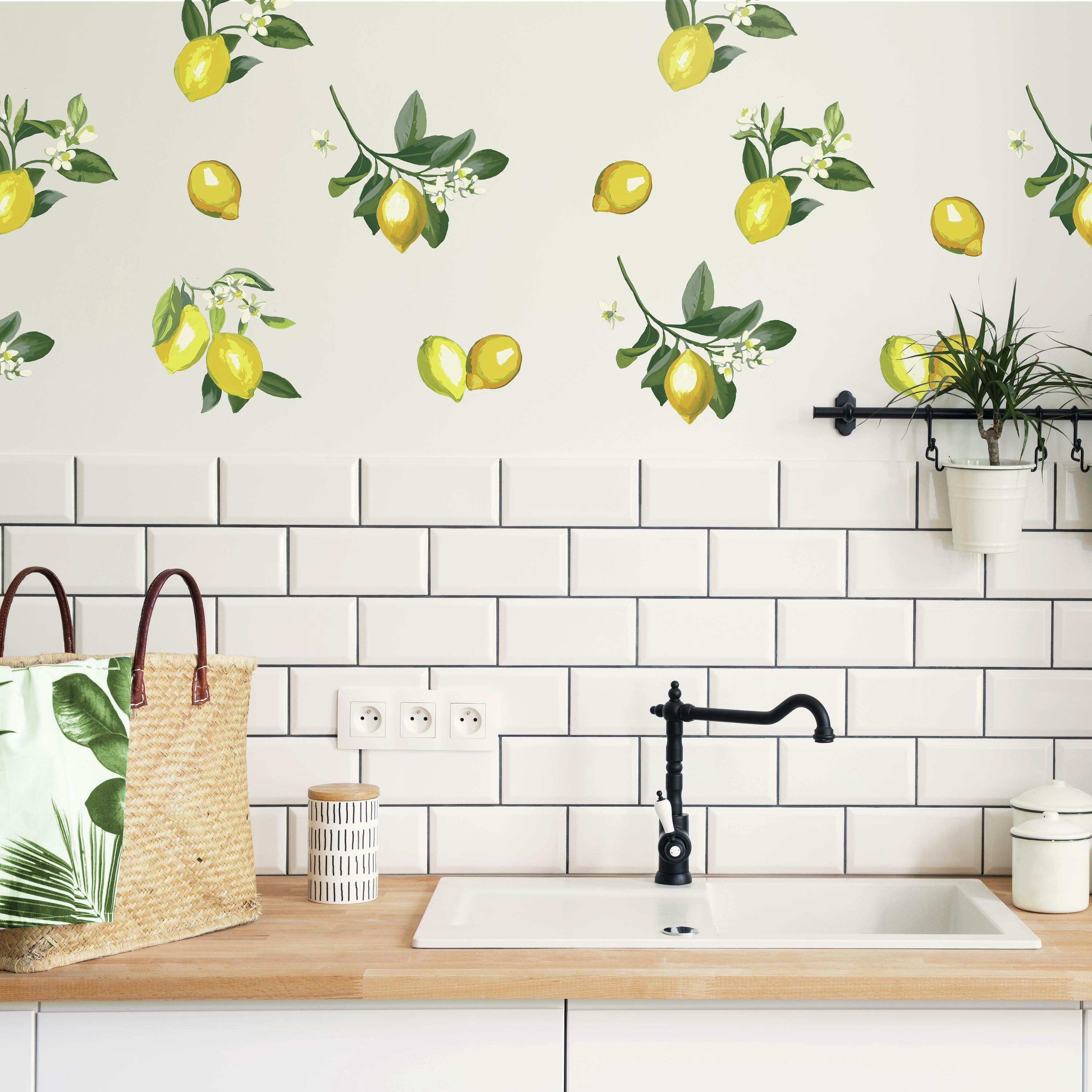 RoomMates Lemon Peel and Stick Giant Wall Decals, Yellow