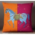 thumbnail image 2 of S4Sassy Pillow Case Square Cushion Cover Mughal Horse Print Multicolor Decorative -12 x 12 Inches, 2 of 4