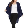 thumbnail image 4 of Women's Loose Fit 3/4 Sleeves Kimono Style Cover Up Solid Cardigan S-3XL Made in USA, 4 of 4