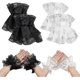 thumbnail image 1 of 2pairs Lace Wrist Cuff Lace Elastic Floral Layered Wrist Cuffs Women's Short Lace Floral Fingerless Wrist Cuff for Wedding Party Club Hallowmas Banque, 1 of 5
