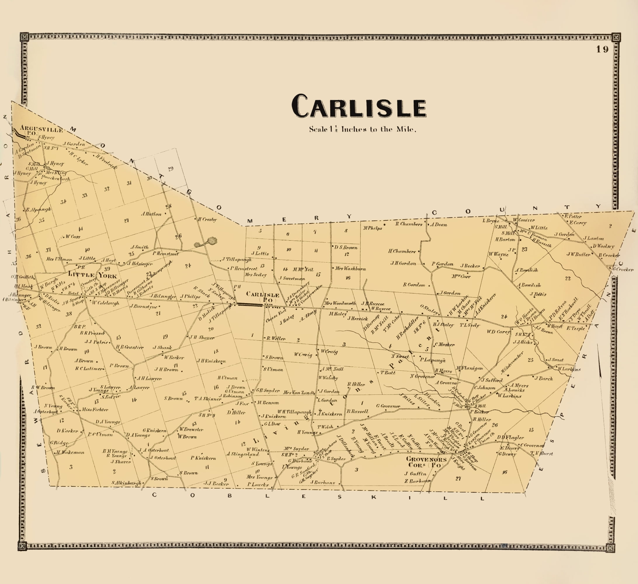 Carlisle New York Landowner Beers 1866 23 x 25.13