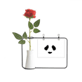 thumbnail image 1 of Cara de panda Botella de decoración de jarrones colgantes de flores rosas artificiales, 1 of 3