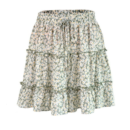 Women's Sexy Fashion High Waist Frills Skirt Broken Flower Half-Length ...
