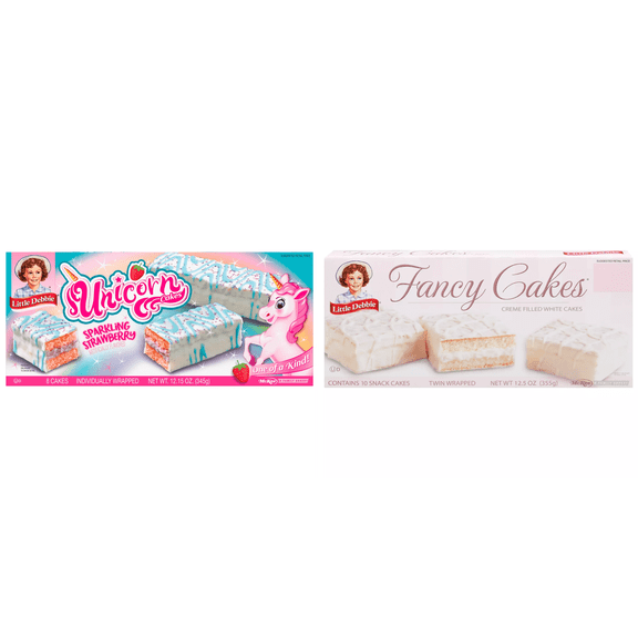 Little Debbie Fancy Cakes, Twin Wrapped, 10 ct&Little Debbie Unicorn Cakes, 8 ct