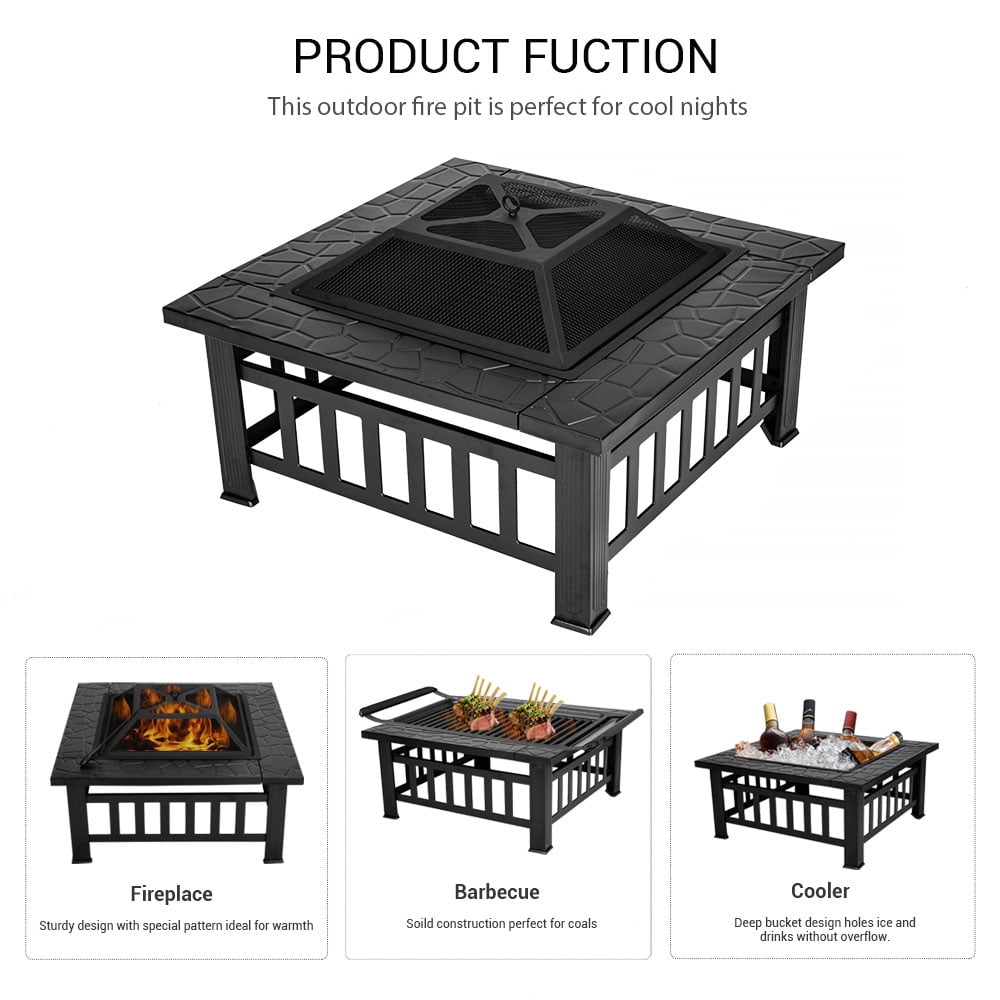 ナビアスストアー送料無料 VIVOHOME 32 Firepit Inch Square in Heavy BBQ Duty Table