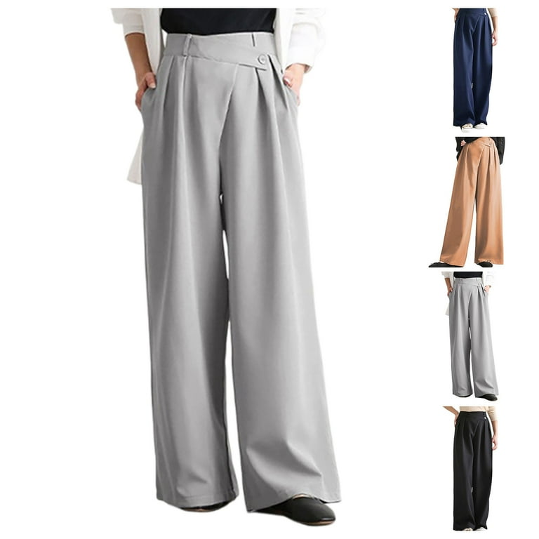 plus size womens grey dress pants Plus Size Wide-Leg Pants in GREY main image 1