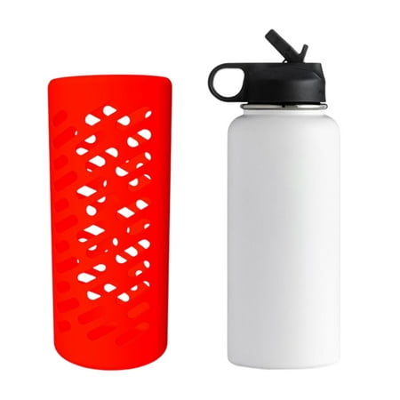 

Silicone Water Bottle Cover Convenient to Carry Sturdy and Durable for Hanging Out Hiking Cycling Red 32OZ