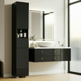 thumbnail image 4 of DIYART High Glossy Slim Bathroom Cabinet. 71" Tall Storage Cabinet with Drawer and Adjustable Shelves, Narrow Linen Cabinet for Bathroom, Laundry, and Living Room, Black, 4 of 7