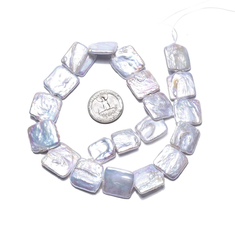 1Strand Natural Keshi Pearl Beads Strands Cultured Freshwater Pearl Square Lavender 16.5~32x16~22.5x3.5~9mm Hole: 0.7mm about 15~20pcs/strand 15.39 inch~15.87 inch(39.1~40.3cm)