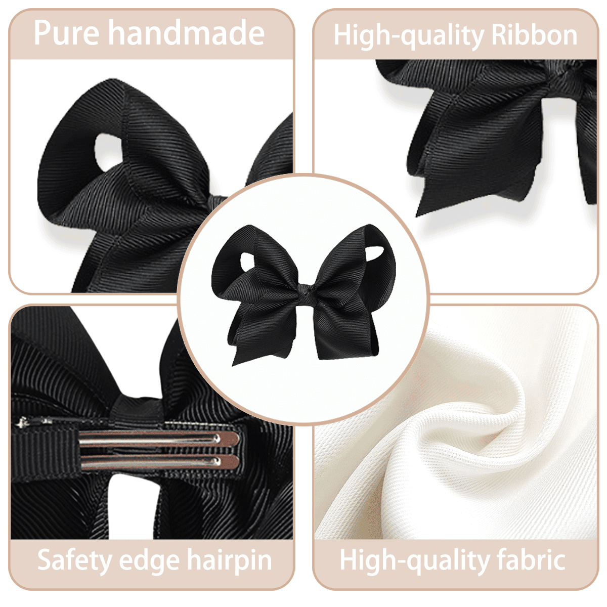 JoyBowie 12+12 Pack Small Ruffled Hair Bows & Small Black Hair Bows, Alligator Clips for Girls