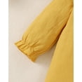 thumbnail image 6 of Kucnuzki Infant Baby Girls Bodysuits 12-18 Months Long Sleeves Romper Solid Color One-piece Jumpsuits Button Pleated Overalls with Hat 2pcs Fall Winter Clothes Yellow, 6 of 8