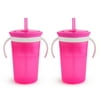 Munchkin® SnackCatch & Sip™ 2-in-1 Snack Catcher and Spill-Proof Straw Cup, 9 oz, Pink, Unisex, 2 Pack