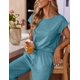 thumbnail image 3 of Conjunto de pijama Ekouaer para mujer, manga corta, azul y verde, 3 of 7