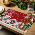 thumbnail image 4 of Christmas Placemats Set of 6, Xmas Tree Gnomes Place Mats Pine Needles Branch Red Placemat Table Decoration for Kitchen Table Dinner Xmas Holiday Party Home Decor Indoor Outdoor 13x19 Inch, 4 of 9