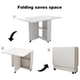 thumbnail image 2 of PORKISS Folding Dining Table, Space Saving Versatile Dining Room Table, Folding Kitchen Table with Wheels, Storage Shelf for Small Apartment, White (Only Table), 2 of 10