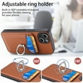 thumbnail image 6 of Allytechgroup Cards Holder Wallet Case for Apple iPhone 13, PU Leather Slim Fit Shell Vintage Cards Slots Ring Holder Stand Easy Grip Phone Case for iPhone 13, Brown, 6 of 8