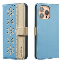 ELEHOLD Case for iPhone 14 Plus, RFID Blocking Wallet Phone Case with Kickstand, Flip Leather Cover with Card Slots,Lightblue
