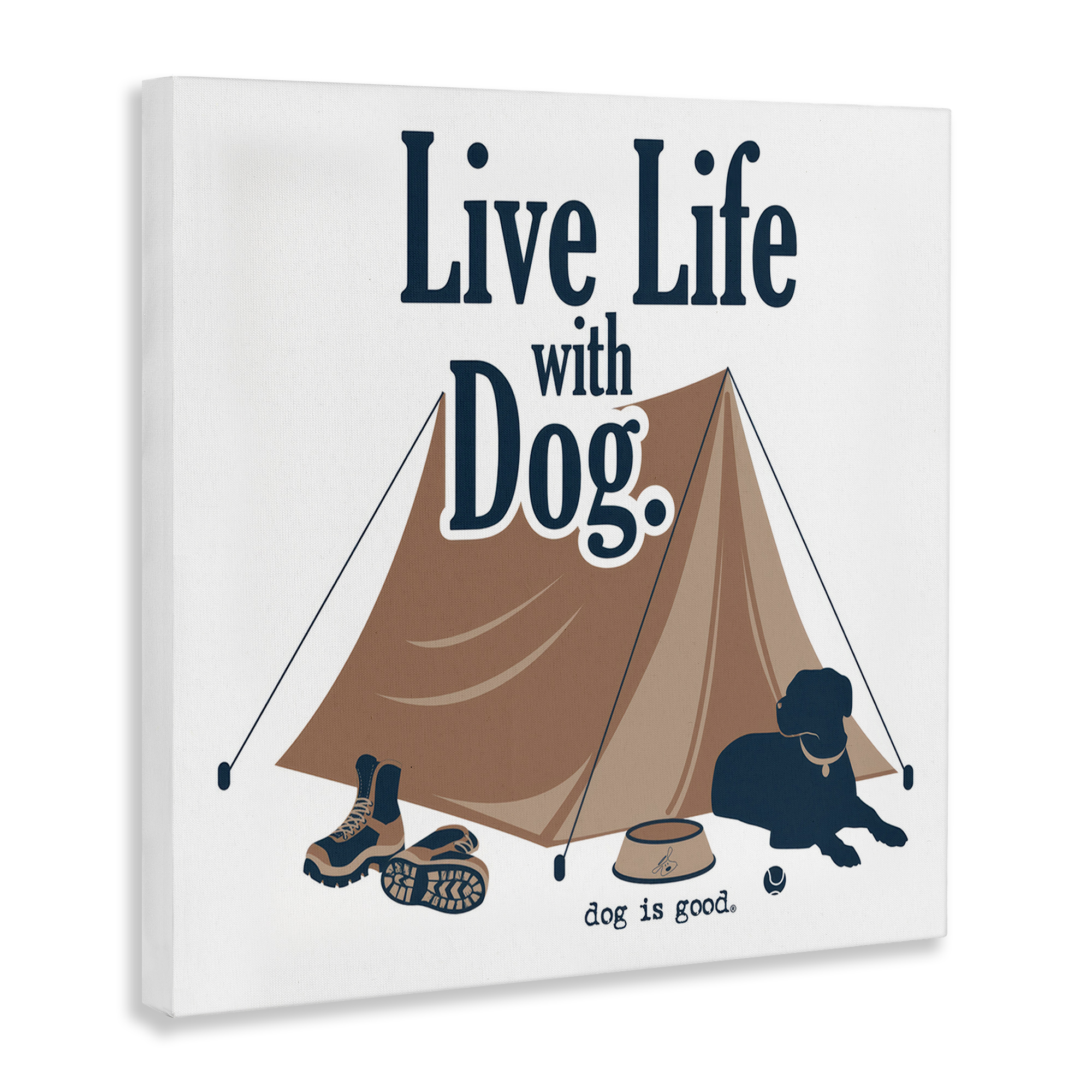 Stupell Industries Camping Life with Dog Animals Painting Wrapped Canvas Art Print Wall Art, 17 x 17