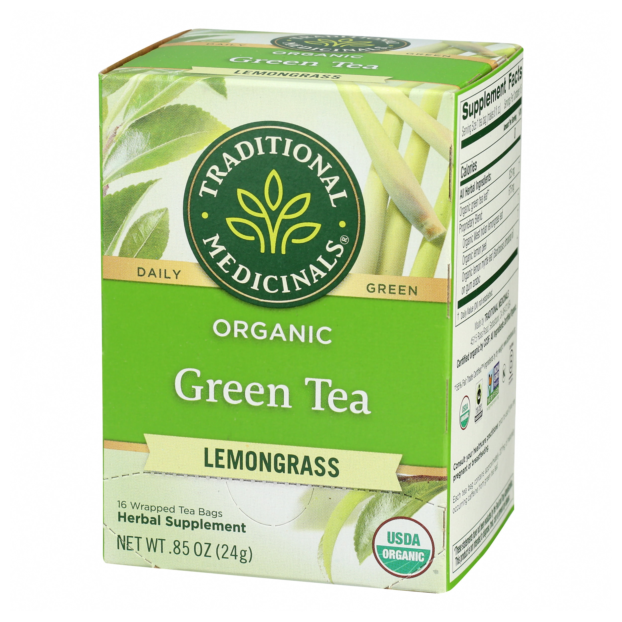 Pack of 6, Traditional Medicinals Green Tea Lemongrass, 16 bg - 0.85 oz