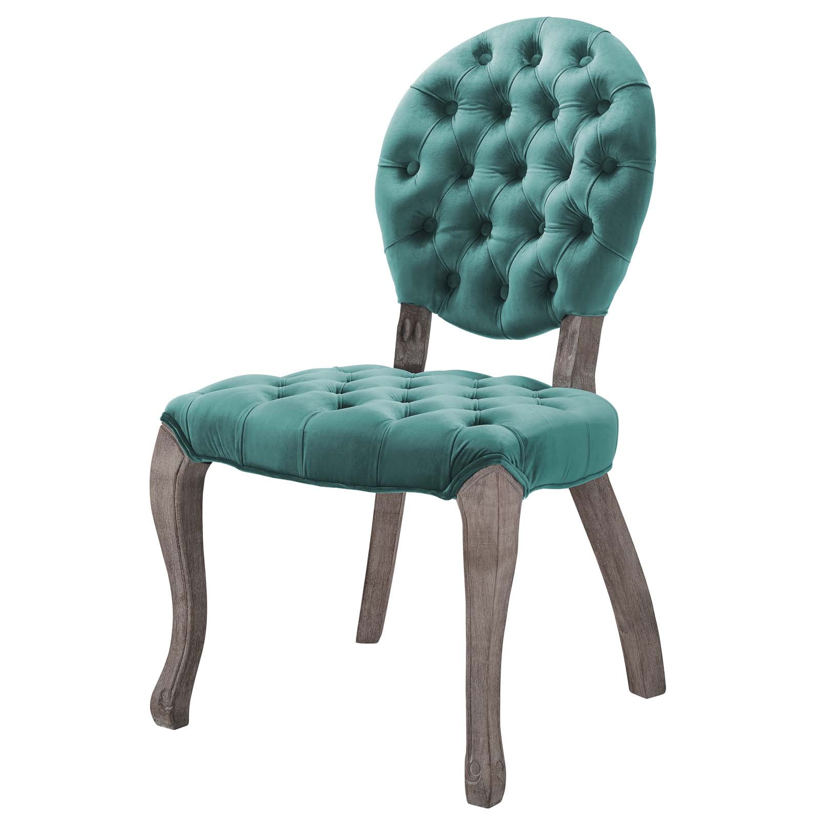 Elegant French Vintage Gray Velvet Upholstered Side Chair
