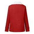 thumbnail image 4 of Winter Jackets for Women Vintage Casual Warm Notched Sherpa Fleece Lined Coat Long Sleeve Zip Outerwear Cardigan (M, Red), 4 of 6