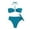 Blue, variant on Womens Push Up 2 Piece Bikini Set Knot Front Underwire Tie Out Swimsuits Low-Rise Bathing Suit