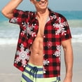 thumbnail image 5 of Lsque Snowflakes On A Buffalo Plaid pattern Hawaiian Shirt for Men, Unisex Summer Beach Casual Short Sleeve Button Down Shirts-Small, 5 of 9