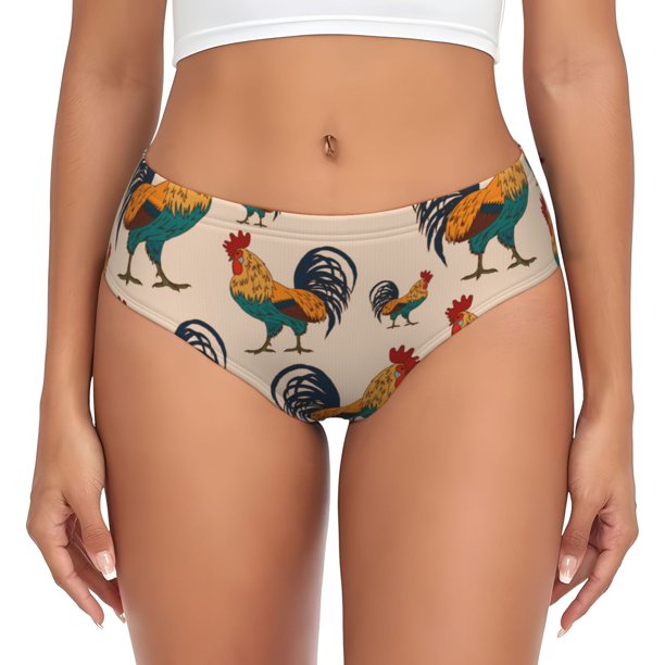 Fotbe Rooster Calzones Estampados para Mujer – Ropa Interior de Algodón, Cómoda, Suave y Elástica-Large