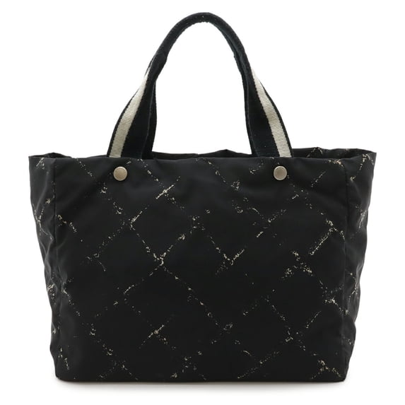 Pre-Owned CHANEL (Chanel) Old Travel Line Tote Bag/Shoulder Bag, Nylon, Black/Red, A11833