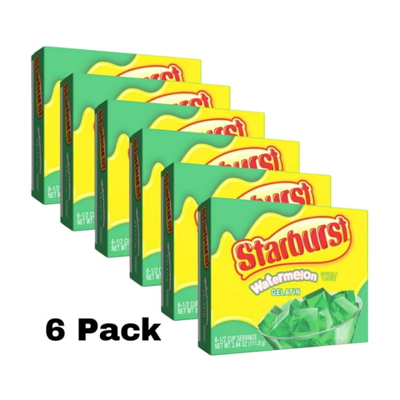 (6 Pack) Starburst Watermelon Gelatin Mix, 6 Servings, 3.94 oz Cardboard Box