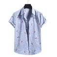 thumbnail image 3 of Alun Hawaiian Floral Print Button Front Shirts Womens Short Sleeve Lapel Collar Beach Tops Ladies Summer Lightweight Casual Comfortable Blouse Top Blue XXXXL, 3 of 3