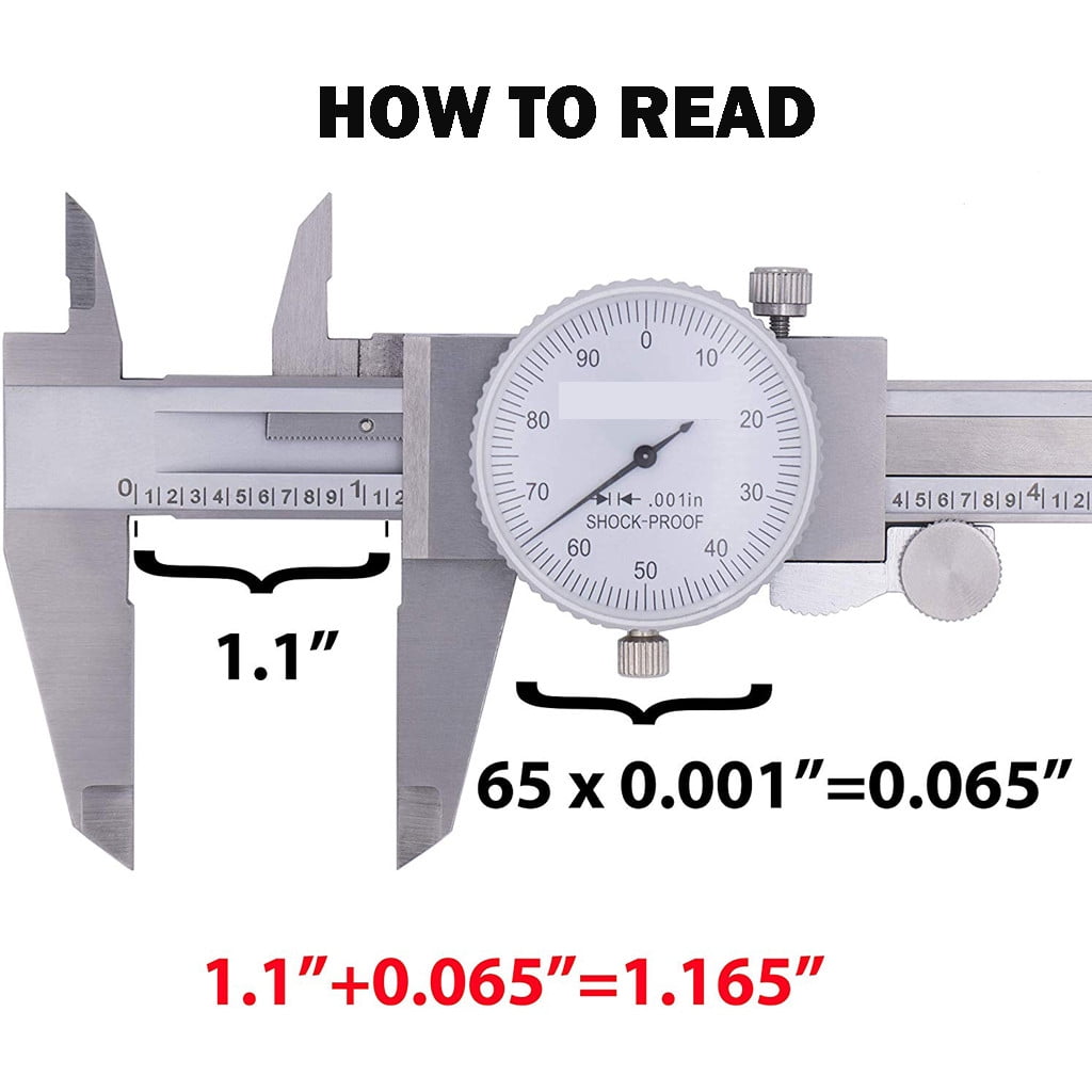 Dial Caliper 0-6" Double Shock Proof Stainless Steel Body SAE Measuring Silver 