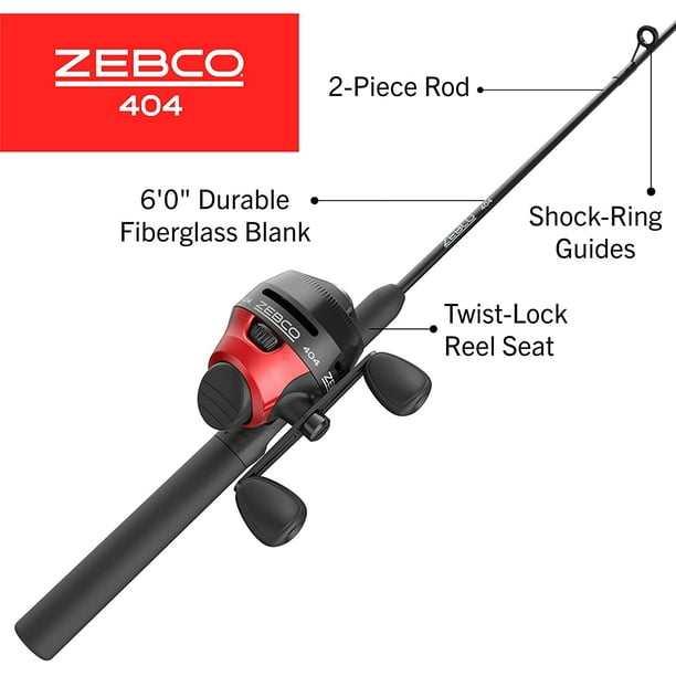 Zebco 404 Spincast Reel, Fishing Rod Combo, 6-Ft 2-Pieces, Right