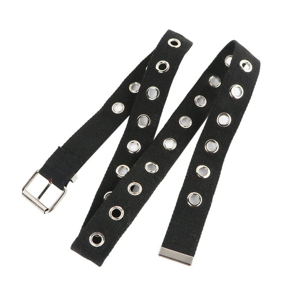 1Pc Hollow Waist Belt Nylon Canvas Wide Waistband Fashion Women Belt for Pants Jeans Decor (Black)