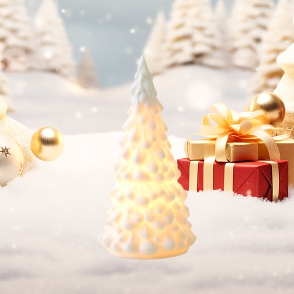 Dvkptbk 2.8x4.8 Inch Mini Christmas Tree, Tabletop Artificial Small Christmas Tree with Lights, Ceramic White Christmas Tree, Best Christmas Decorations&Christmas Gifts