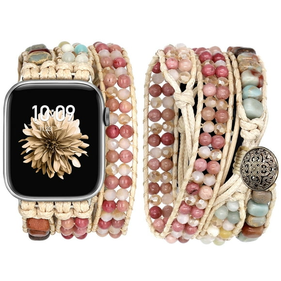 Pulseras de color rosa con cuentas bohemio de Watch Band JR.DM para Apple Watch