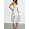 thumbnail image 5 of Biezeib Women's Summer Midi Cami Dress White Sleeveless Backless Sheer Lace Party Dresses, 5 of 6