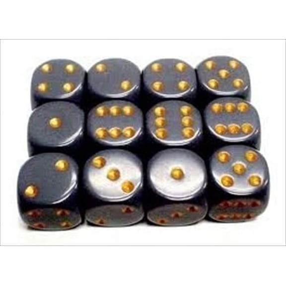 25620 Opaque Dark Grey With Copper - 16 mm Six Sided Dice Set Of 12